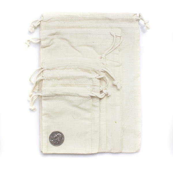 Knitial Brand Cotton Muslin Drawstring Bags (25 Pack)