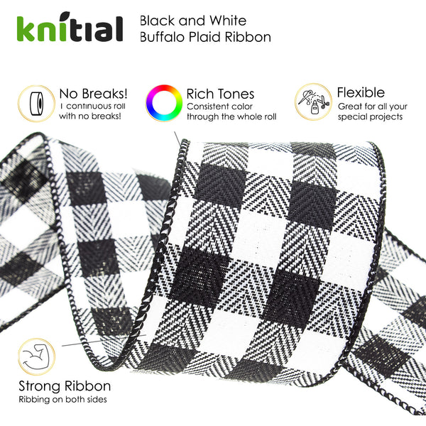 Knitial Buffalo Plaid Ribbon 2-1/2" x 25 Yards Features