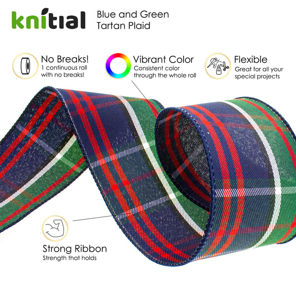 Tartain Plaid Ribbon 2-1/2" x 25 Yards Features by Knitial