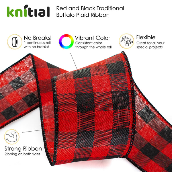 Knitial Black and Red Buffalo Plaid Ribbon Benefits