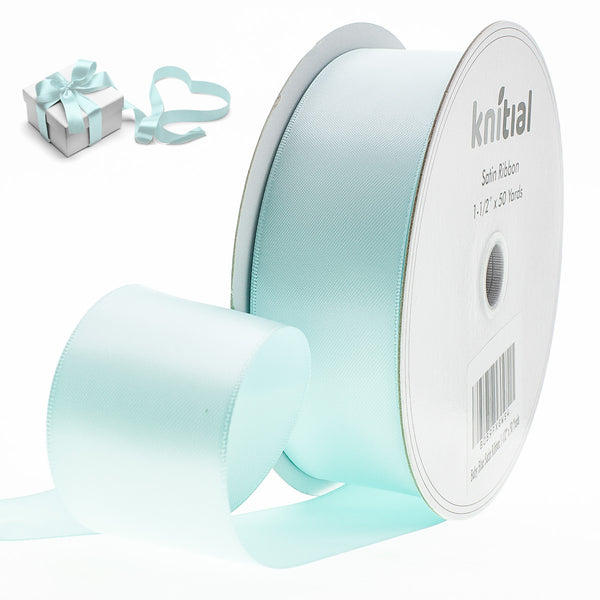 Knitial Double Faced Baby Blue Satin Ribbon 1-1/2" x 50 Yards