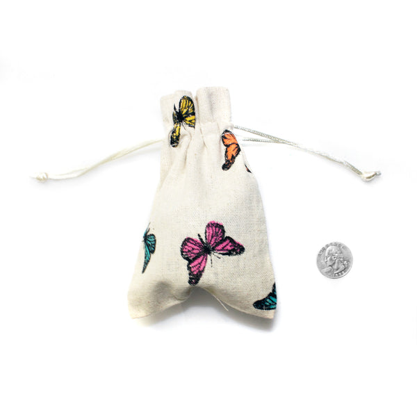 Linen Butterfly Print Favor Bags (25 Pack)