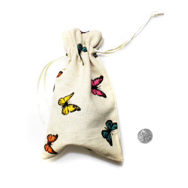 Linen Butterfly Print Favor Bags (25 Pack)