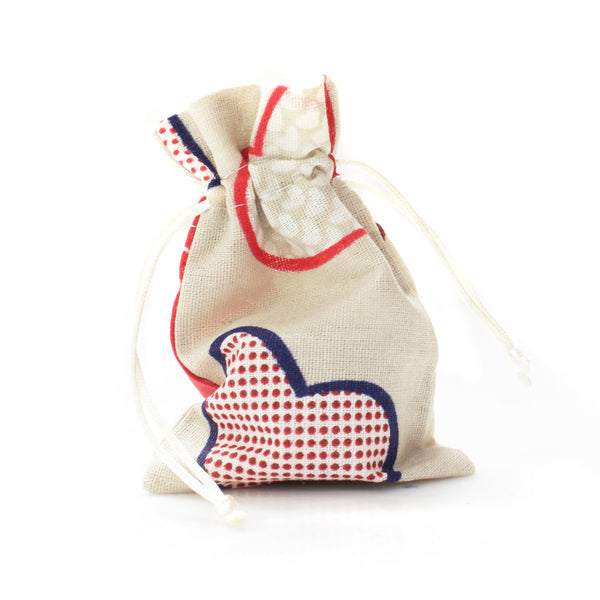 Linen Heart Print Favor Bags (25 Pack)
