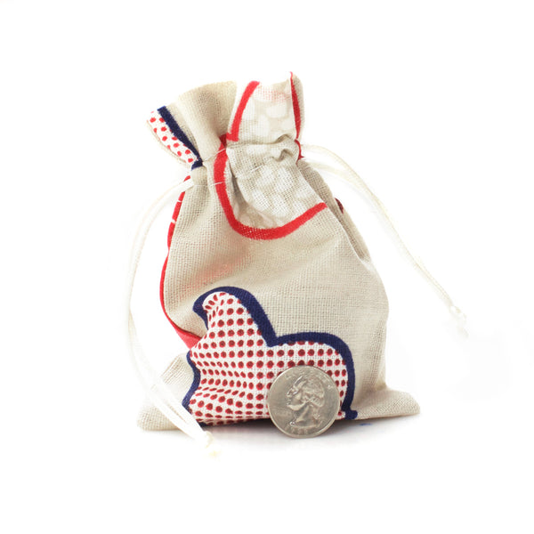 Linen Heart Print Favor Bags (25 Pack)