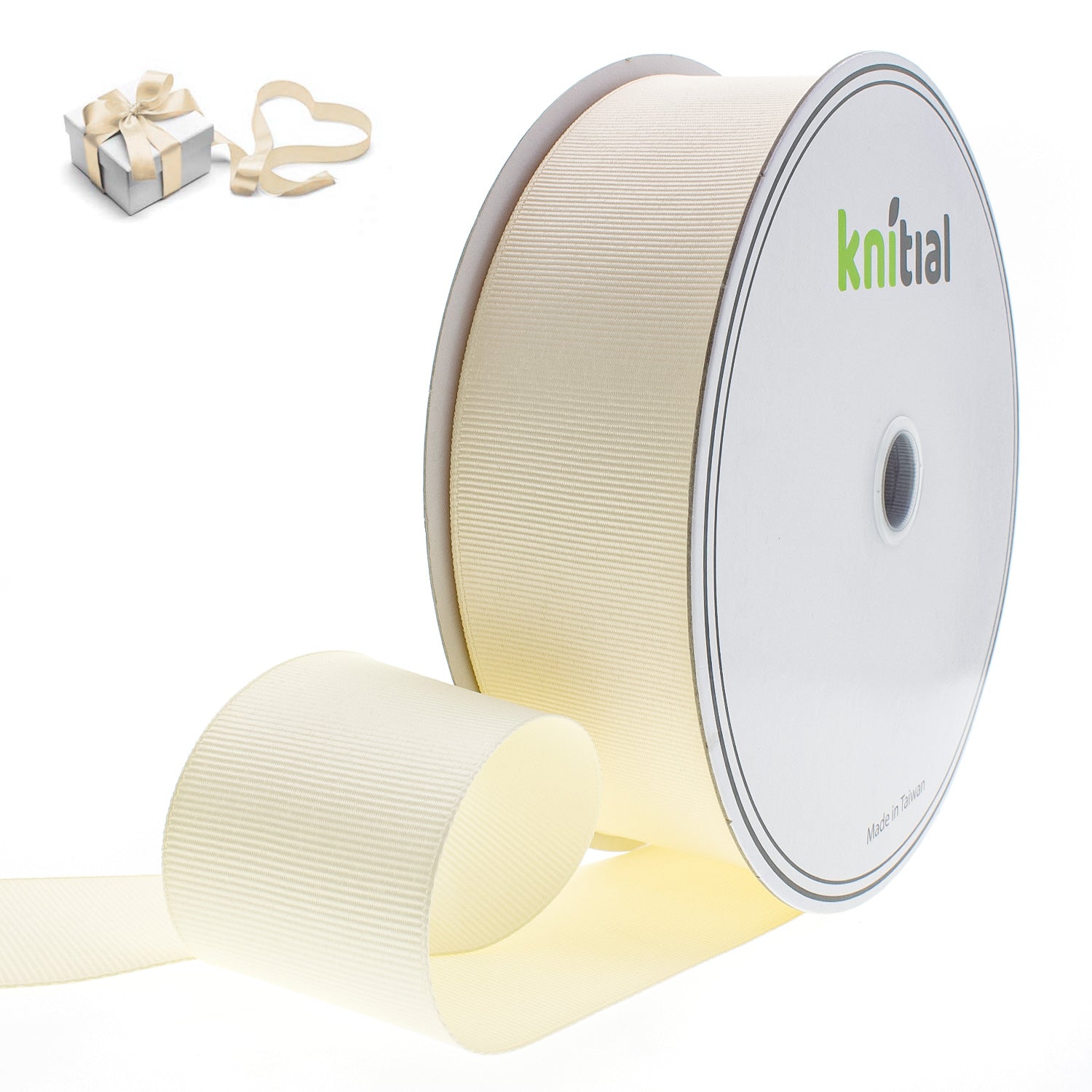 Knitial Ivory Grosgrain Ribbon 1-1/2" x 50 Yards