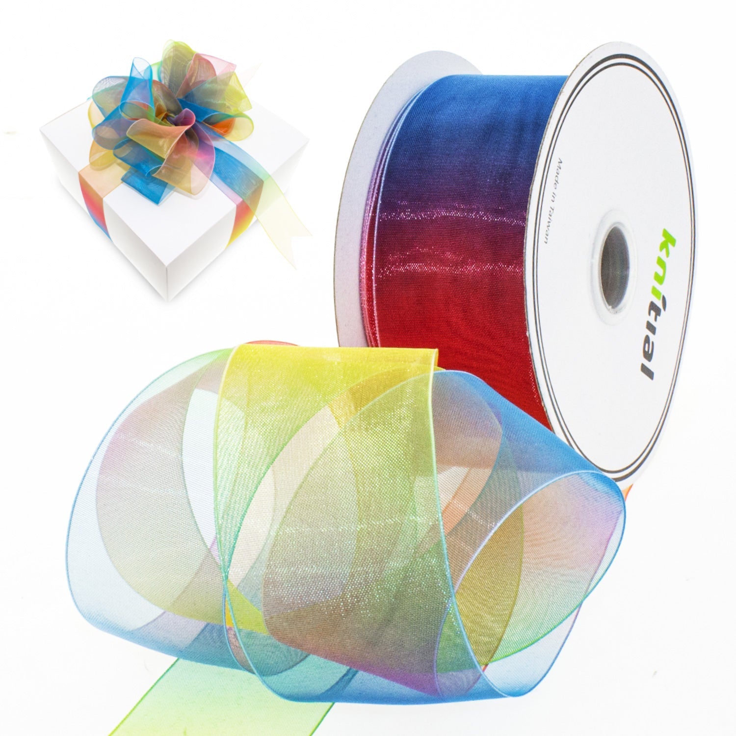 Knitial Rainbow Organza Roll 1-1/2" x 50 Yards