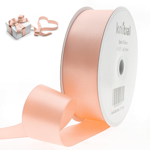 Knitial Double Faced Rose Gold Satin Ribbon 1-1/2" x 50 Yards