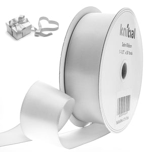 Knitial Double Faced Silver Satin Ribbon 1-1/2" x 50 Yards