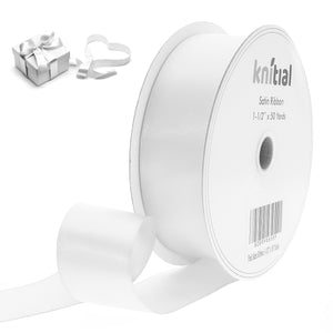 Knitial Double Faced White Satin Ribbon 1-1/2" x 50 Yards